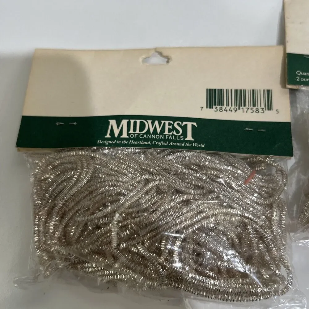2 Vintage Midwest Cannon Falls Mini Christmas Tree Silver Garland Decoration